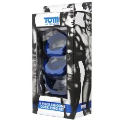 Tom of Finland Lot de 3 Cockrings Tom of Finland Bleus